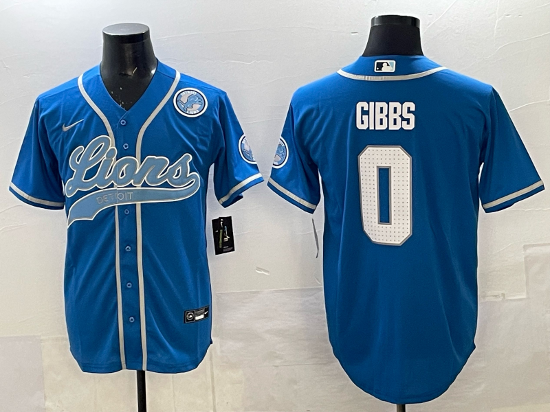 Men Detroit Lions #0 Gibbs blue NFL Nike 2025 jersey 001